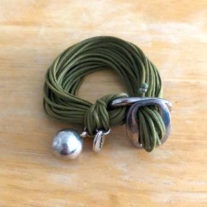 Leather and silver bracelet